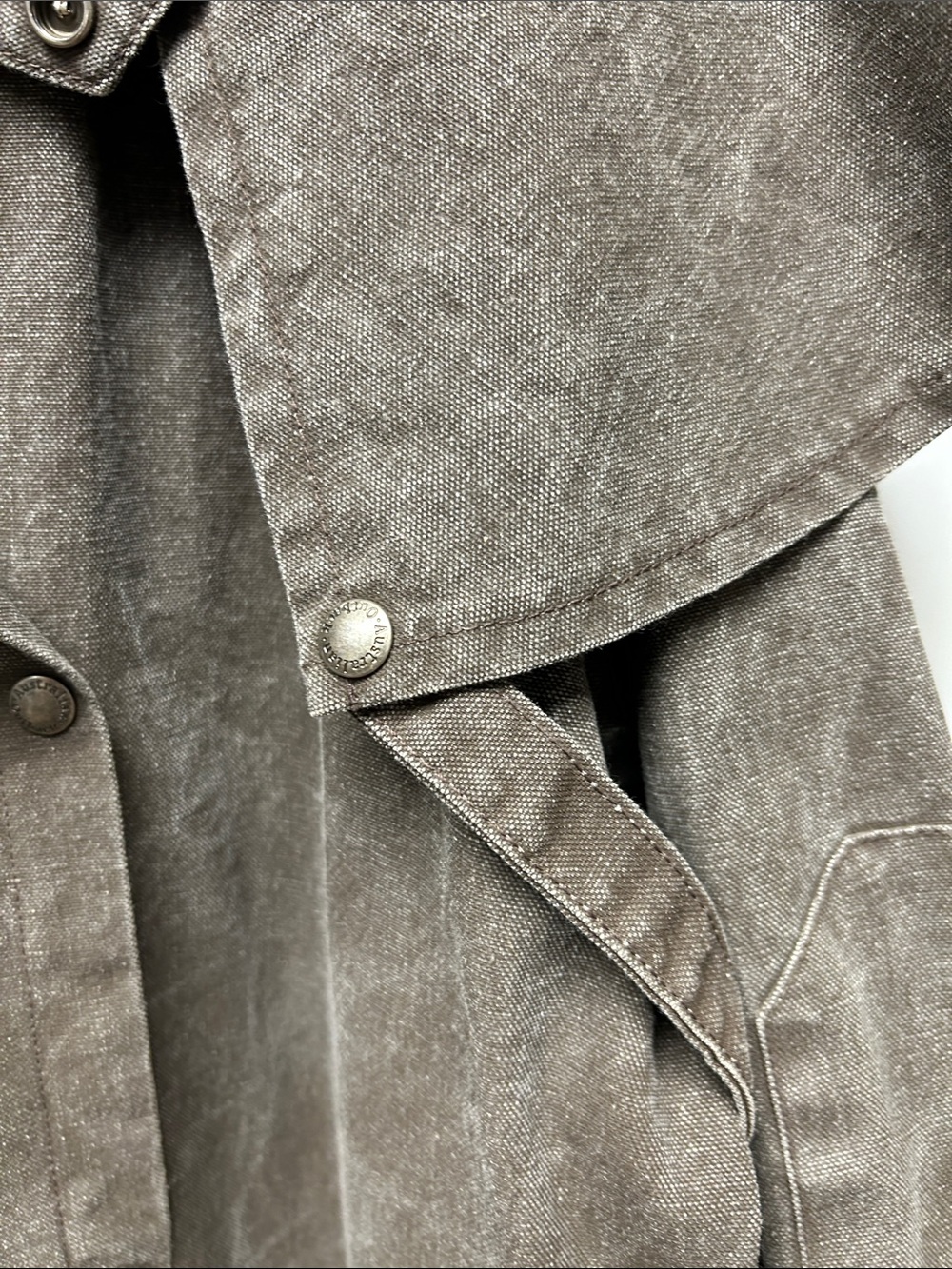 Vintage Australian Outback Duster Canvas Trench Coat Brown/Beige Snap Large - Picture 2 of 9